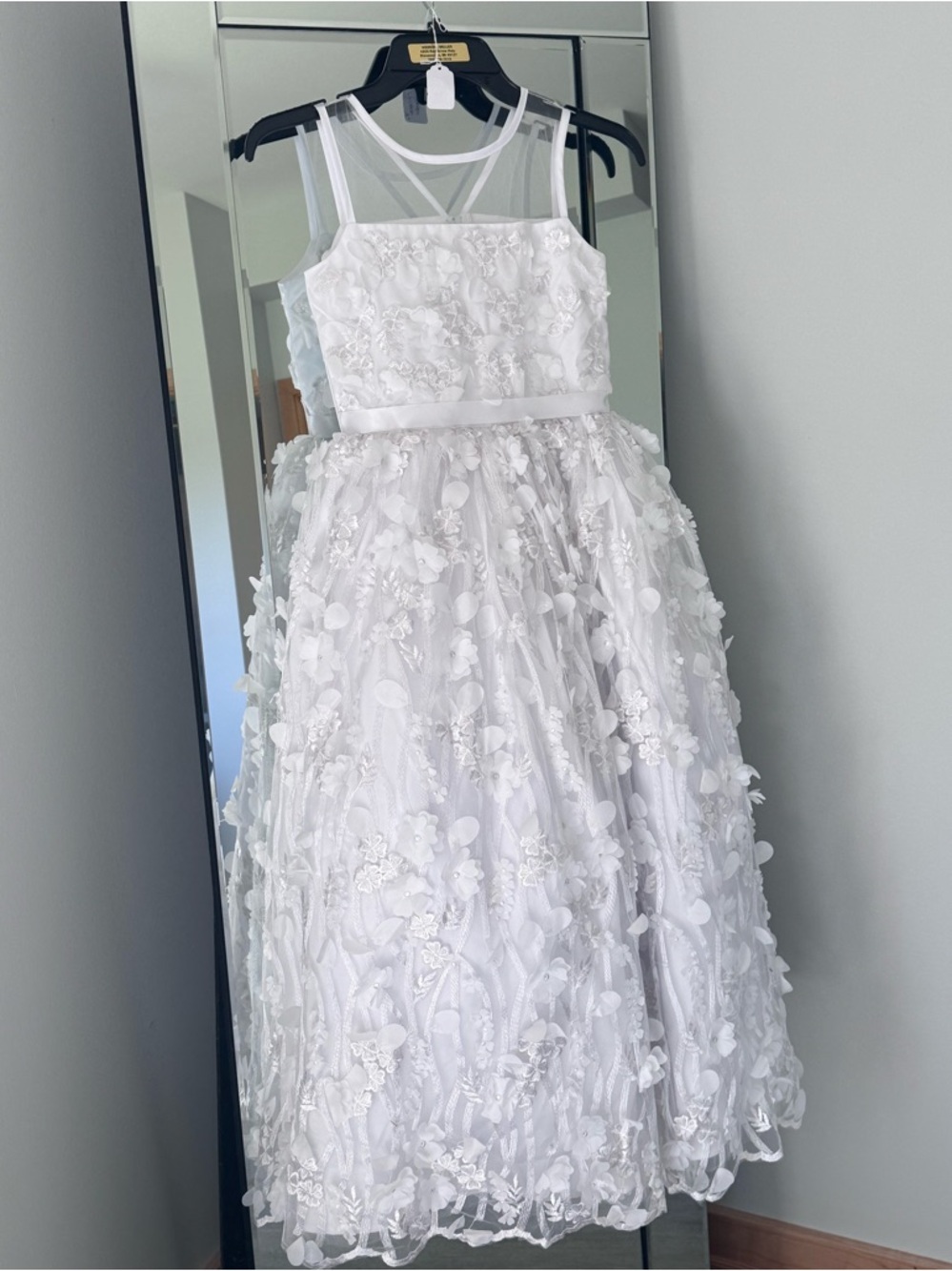 White Floral Embroidered Girls Dress